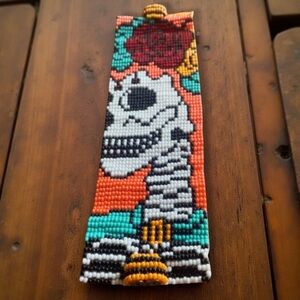 Colorful Sugar Skull Beaded Magnetic Bracelet
